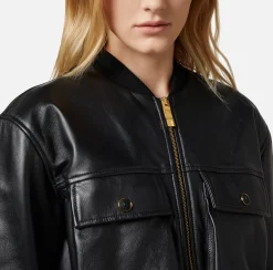 Elisabetta Franchi Giacche & Trench^Bomber Cropped In Pelle