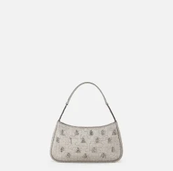 Elisabetta Franchi Borse A Spalla^Borsa A Spalla In Tweed Lurex Con Lettering Di Strass