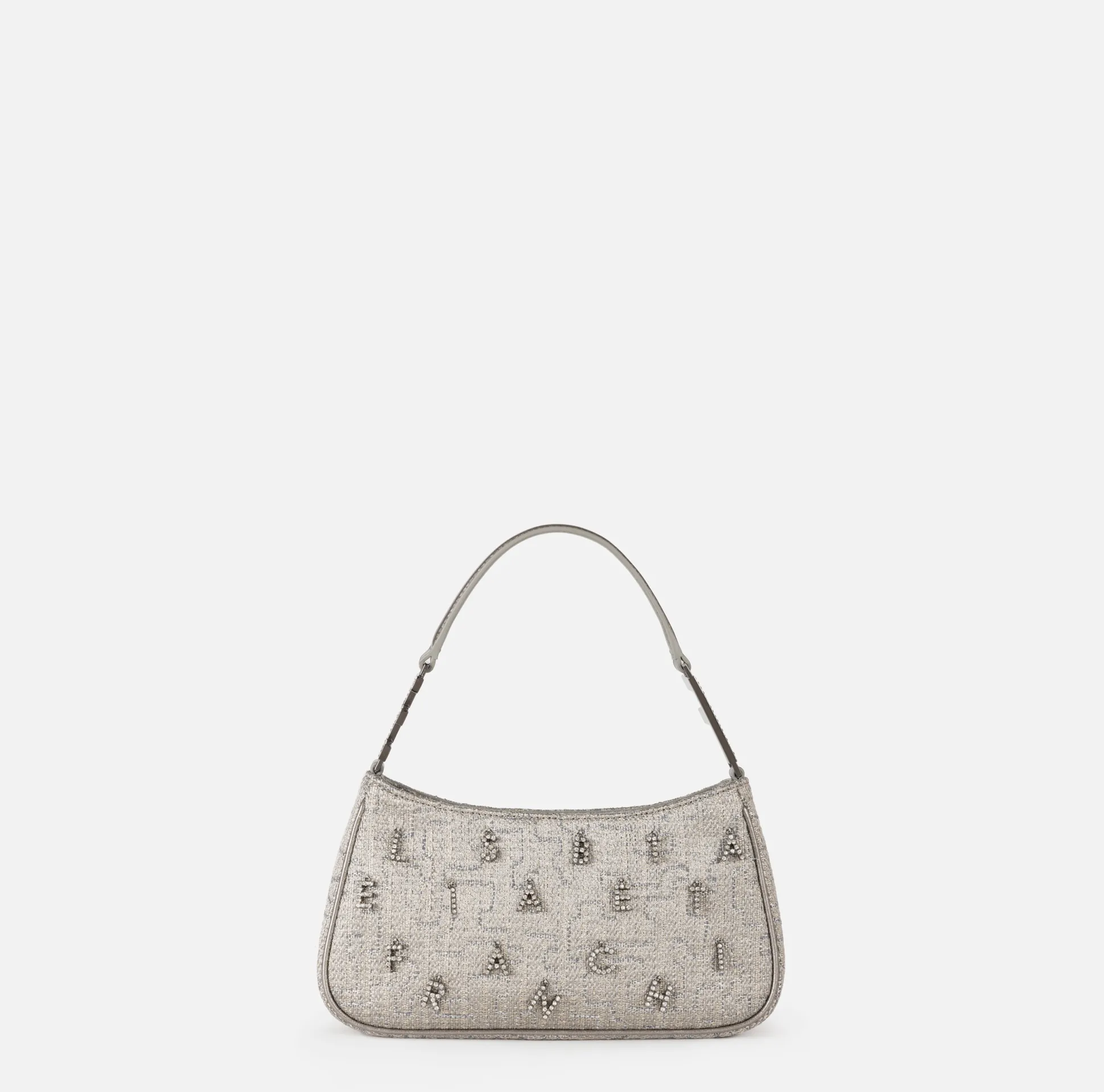 Elisabetta Franchi Borse A Spalla^Borsa A Spalla In Tweed Lurex Con Lettering Di Strass