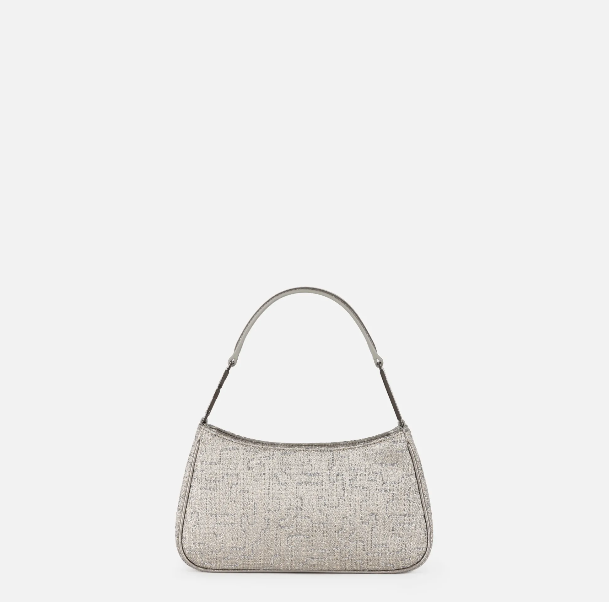 Elisabetta Franchi Borse A Spalla^Borsa A Spalla In Tweed Lurex Con Lettering Di Strass