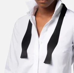 Elisabetta Franchi Top, T-Shirt & Body^Camicia Body In Popeline Di Cotone Con Cravattino