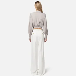 Elisabetta Franchi Camicie E Bluse^Camicia Cropped In Georgette Di Viscosa