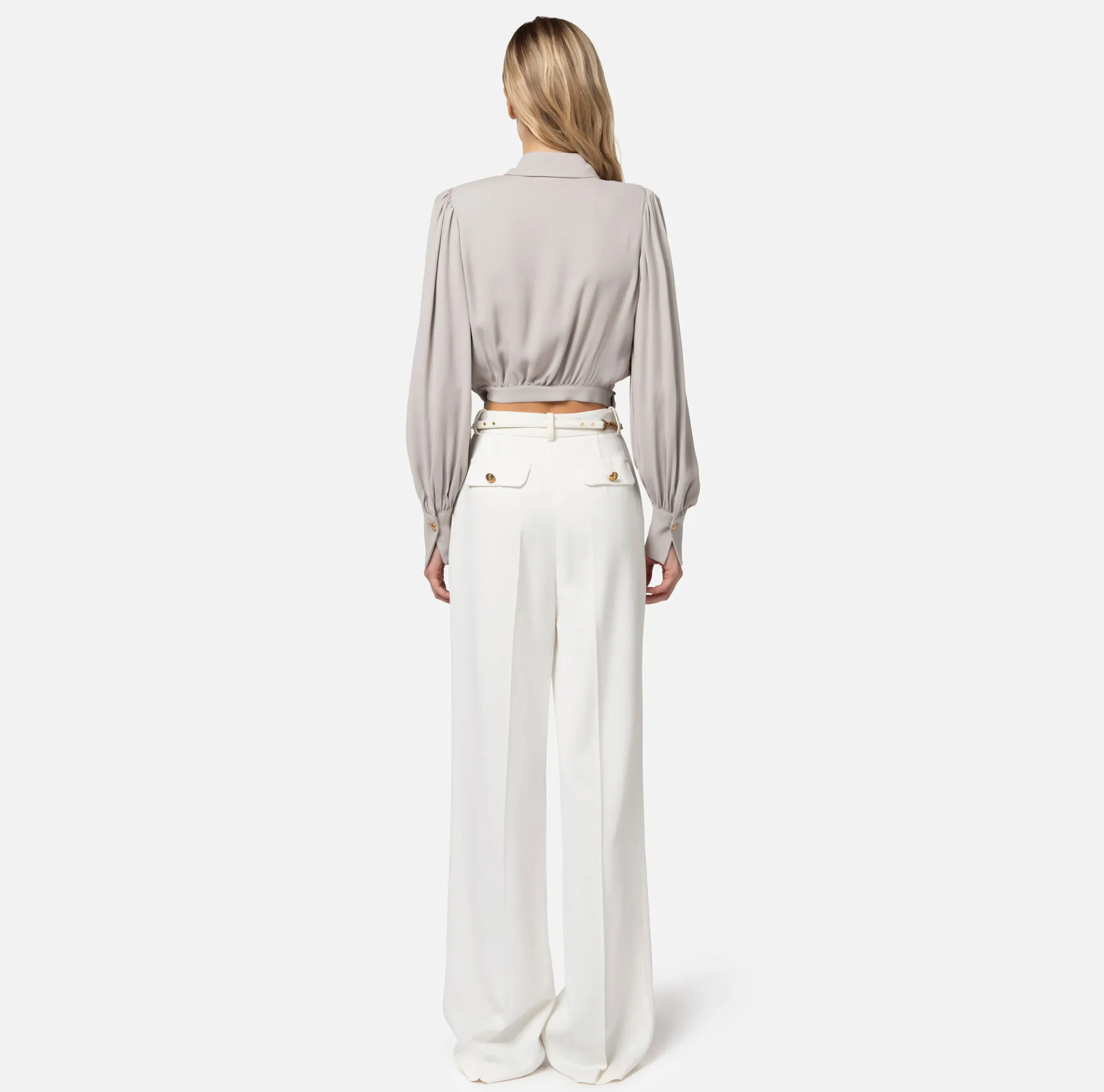 Elisabetta Franchi Camicie E Bluse^Camicia Cropped In Georgette Di Viscosa