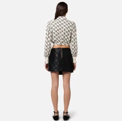 Elisabetta Franchi Camicie E Bluse^Camicia Cropped In Georgette Di Viscosa Stampa Logo