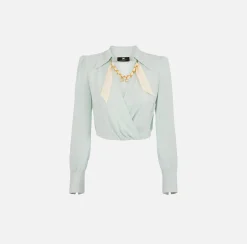 Elisabetta Franchi Camicie E Bluse^Camicia Cropped In Georgette Di Viscosa Con Catena Foulard