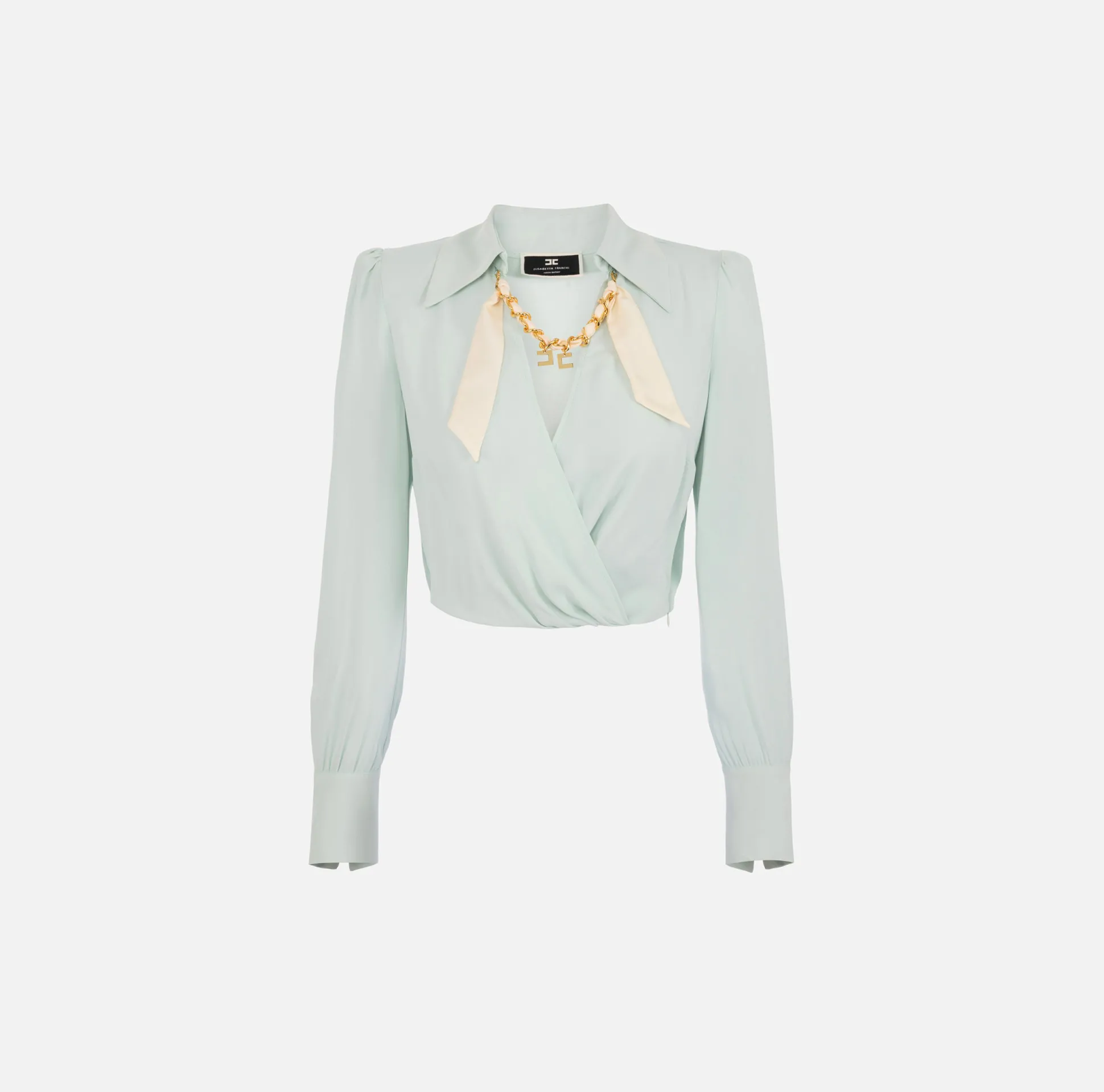 Elisabetta Franchi Camicie E Bluse^Camicia Cropped In Georgette Di Viscosa Con Catena Foulard
