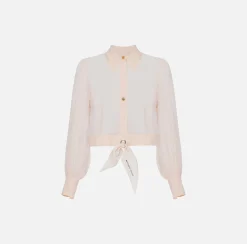 Elisabetta Franchi Camicie E Bluse^Camicia Cropped In Georgette Di Seta Con Nodo