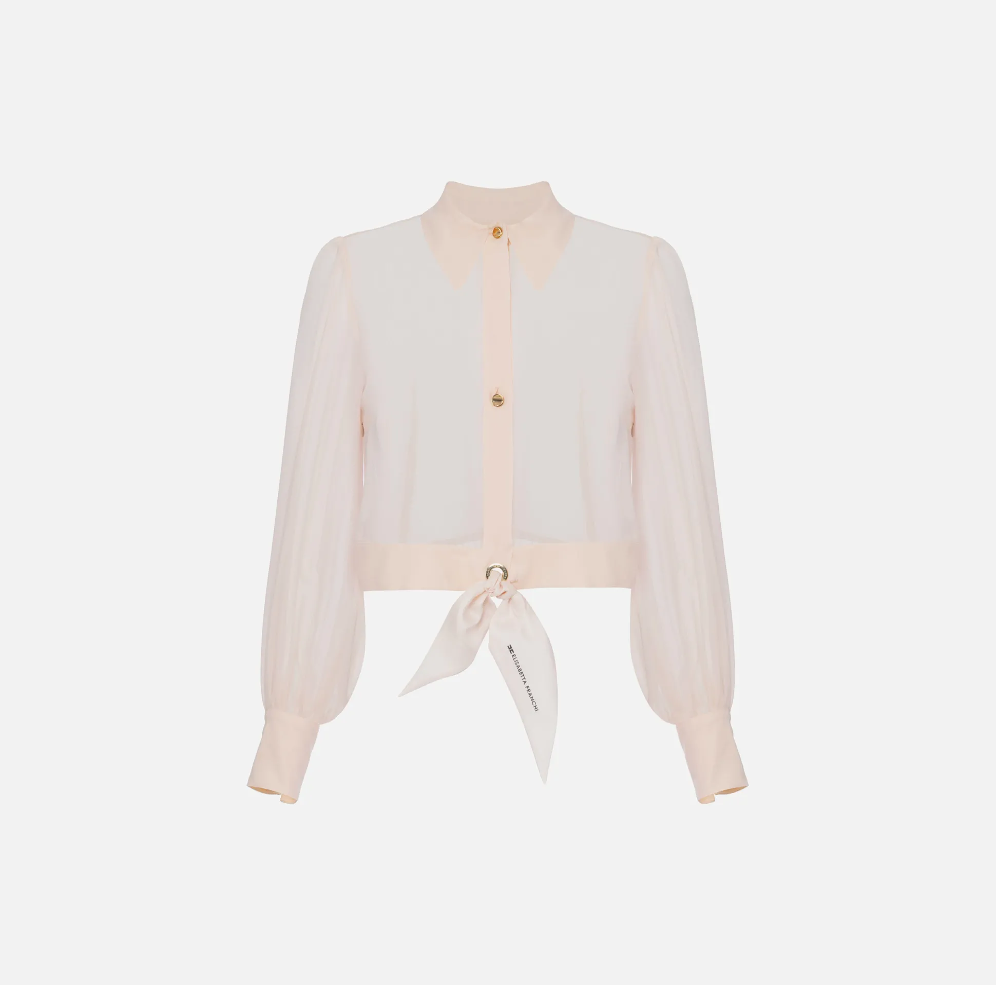 Elisabetta Franchi Camicie E Bluse^Camicia Cropped In Georgette Di Seta Con Nodo