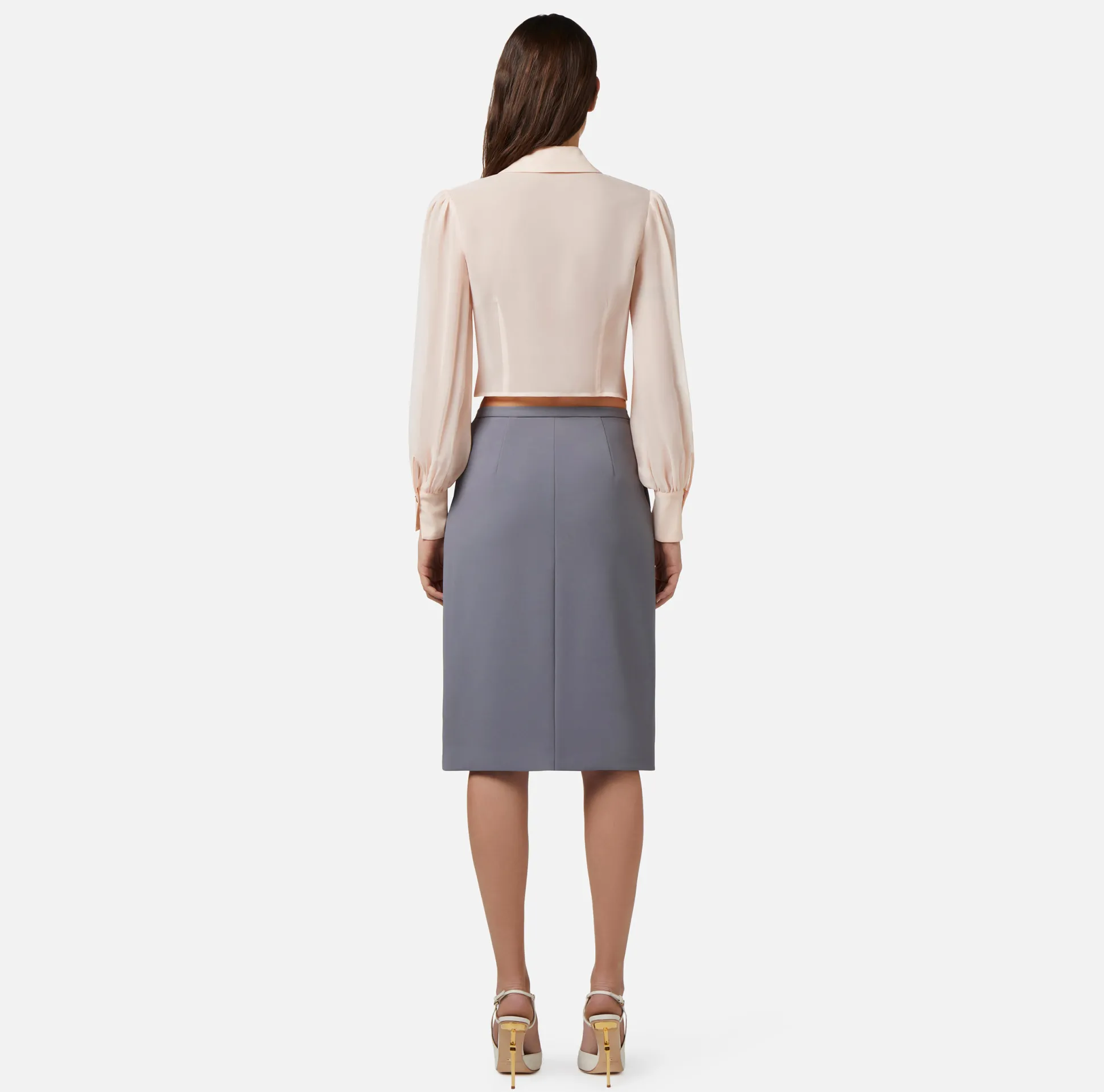 Elisabetta Franchi Camicie E Bluse^Camicia Cropped In Georgette Di Seta Con Nodo