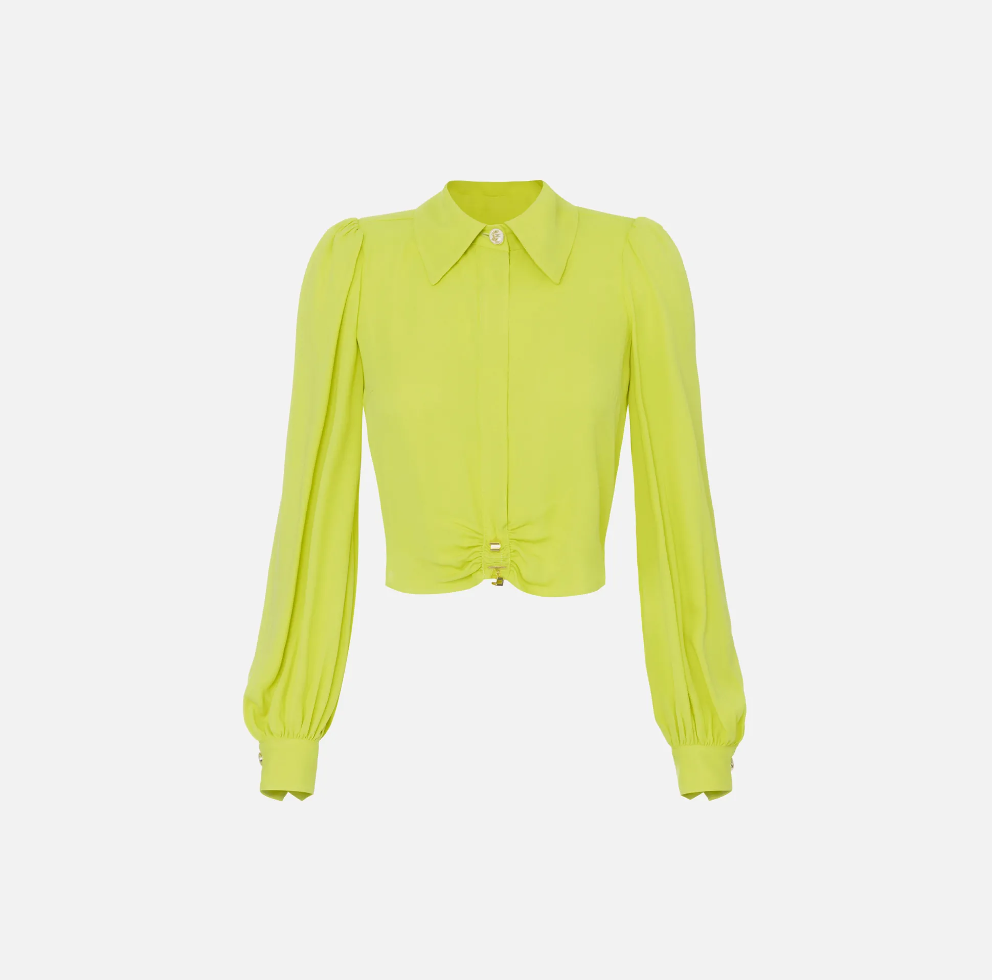 Elisabetta Franchi Camicie E Bluse^Camicia Cropped In Georgette Di Viscosa Con Arriccio