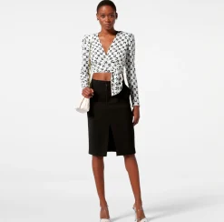 Elisabetta Franchi Camicie E Bluse^Camicia Cropped In Georgette Di Viscosa Stampa Logo Con Nodo