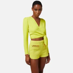 Elisabetta Franchi Camicie E Bluse^Camicia Cropped In Georgette Di Viscosa Con Nodo