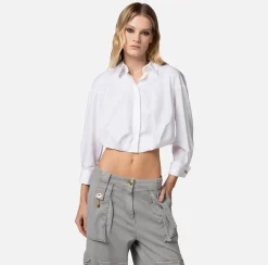 Elisabetta Franchi Camicie E Bluse^Camicia Cropped In Popeline Di Cotone