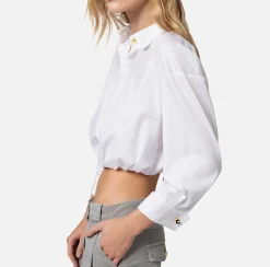 Elisabetta Franchi Camicie E Bluse^Camicia Cropped In Popeline Di Cotone