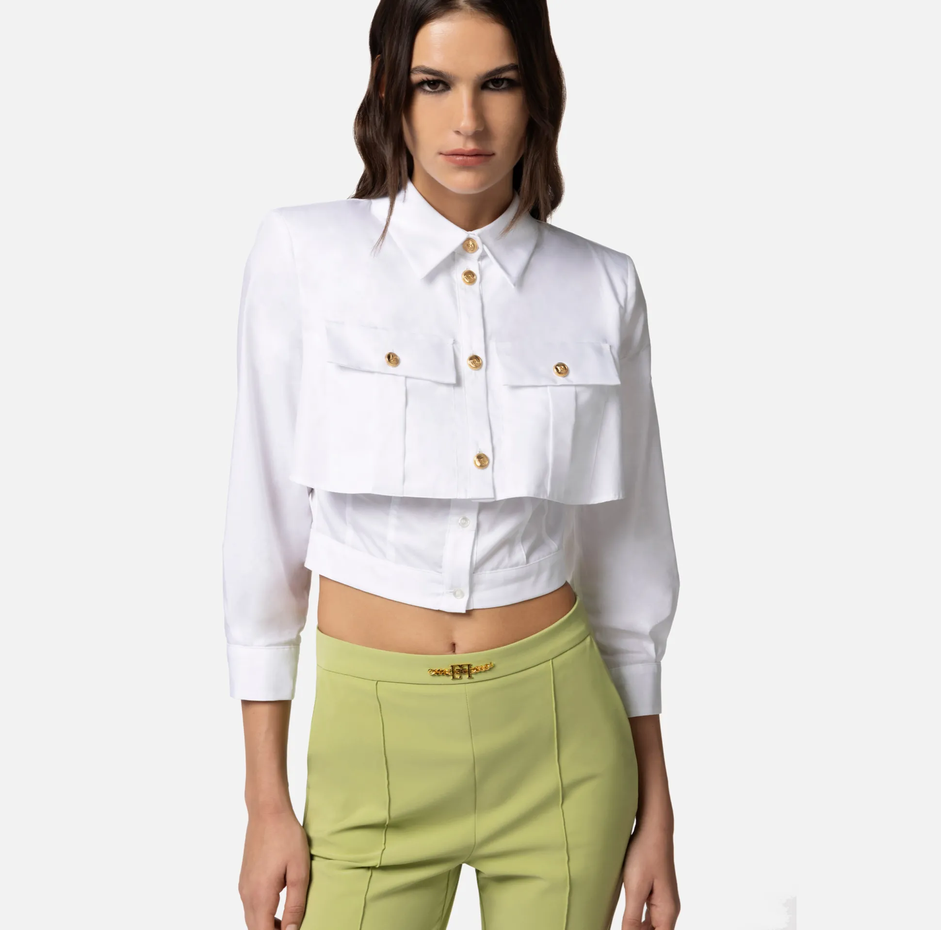 Elisabetta Franchi Camicie E Bluse^Camicia Doppiata In Popeline Di Cotone
