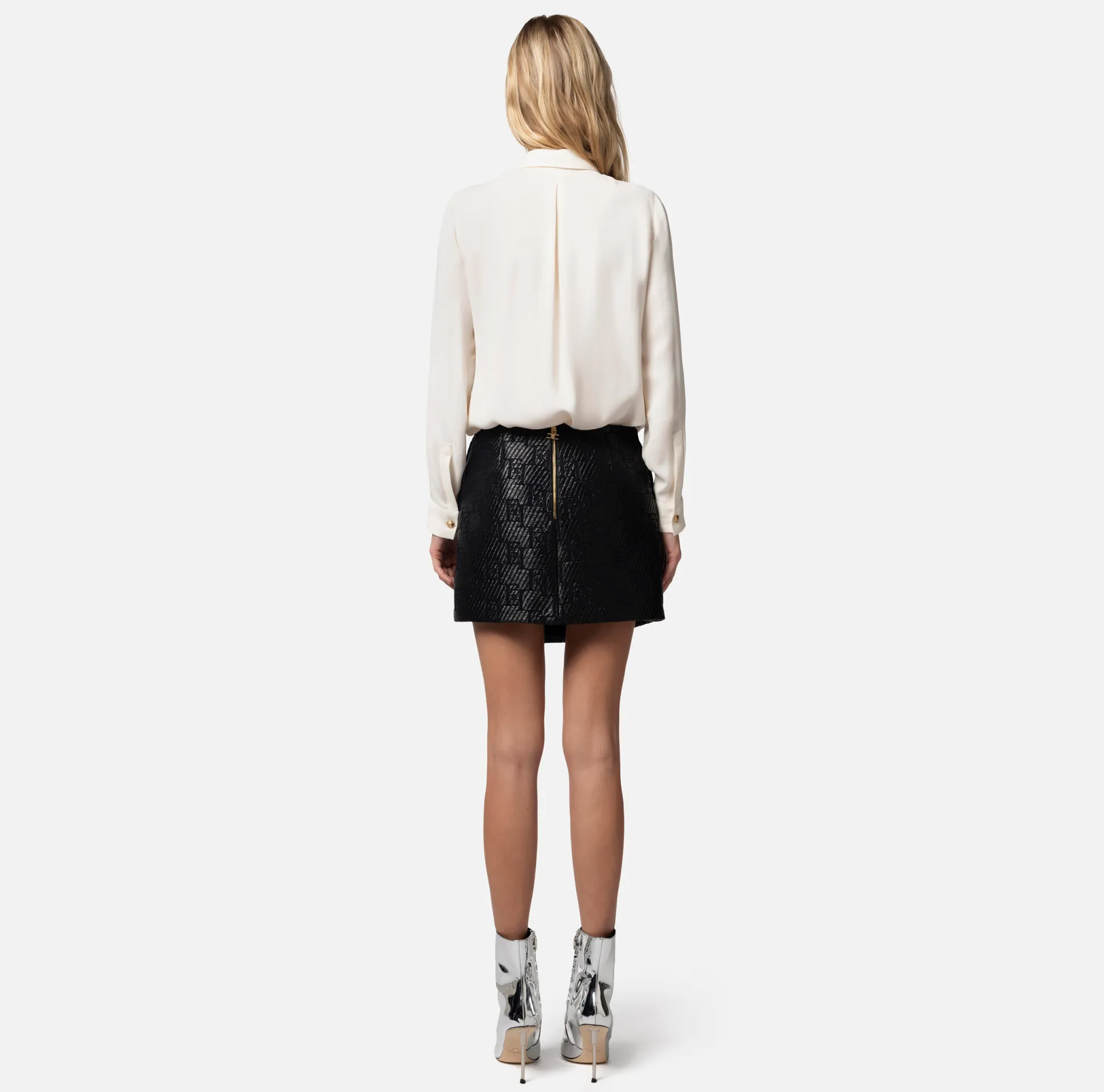 Elisabetta Franchi Camicie E Bluse^Camicia Dritta In Georgette Di Viscosa Con Cravatta Lettering