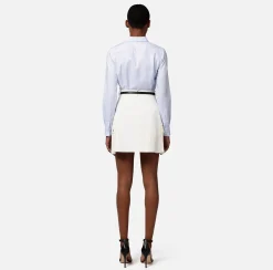 Elisabetta Franchi Camicie E Bluse^Camicia Dritta In Popeline Di Cotone Con Ricamo Logo