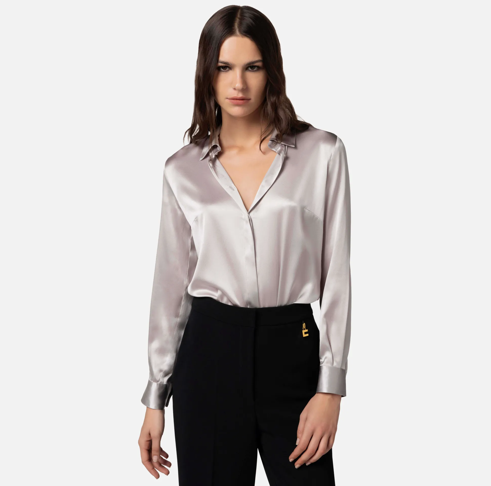 Elisabetta Franchi Camicie E Bluse^Camicia Dritta In Raso Di Seta