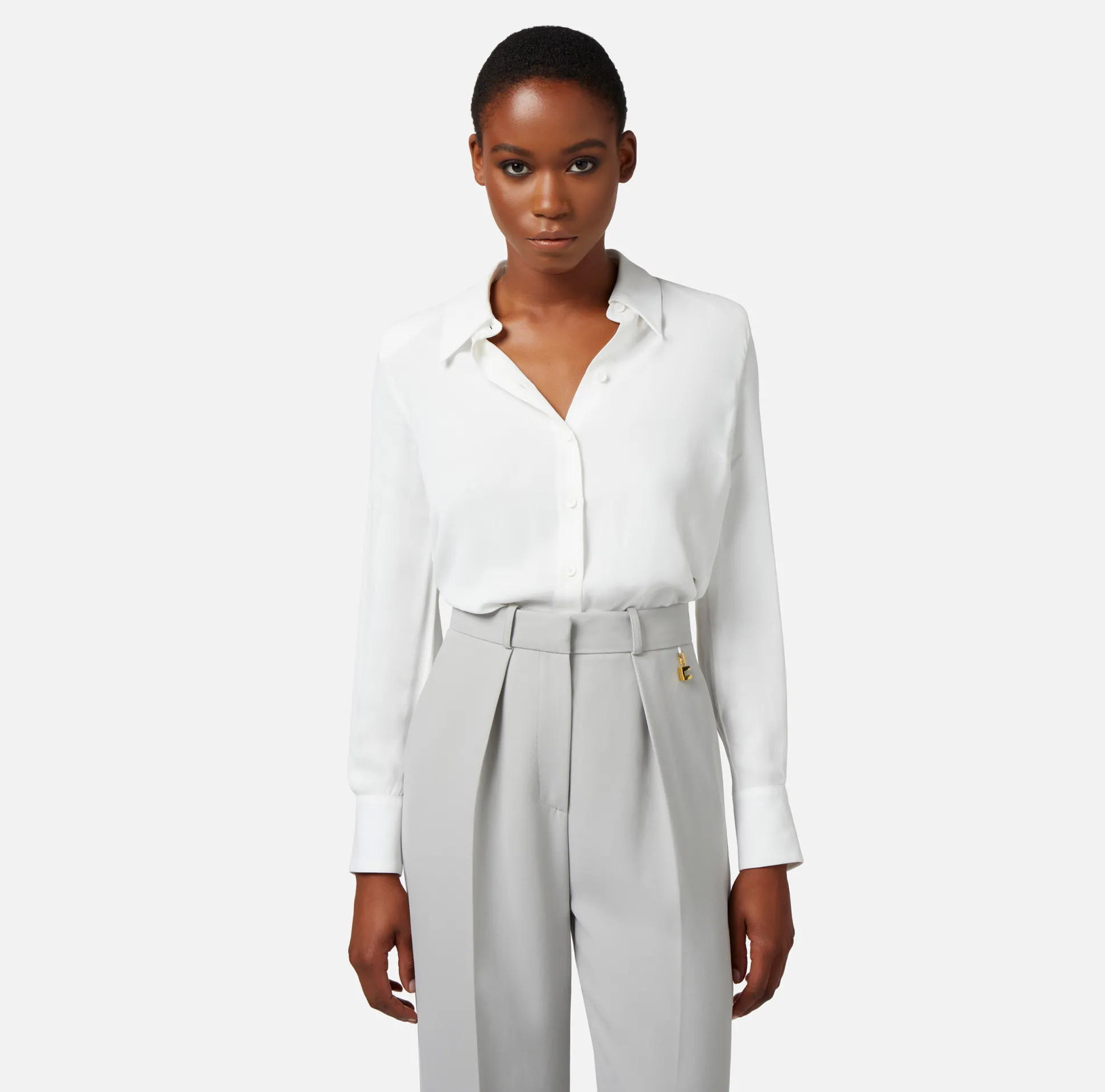 Elisabetta Franchi Camicie E Bluse^Camicia In Georgette Di Viscosa Con Stampa Logo