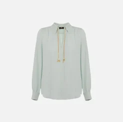 Elisabetta Franchi Camicie E Bluse^Camicia In Georgette Di Viscosa Con Accessorio Sul Collo