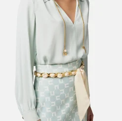 Elisabetta Franchi Camicie E Bluse^Camicia In Georgette Di Viscosa Con Accessorio Sul Collo