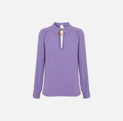 Elisabetta Franchi Camicie E Bluse^Camicia In Georgette Di Viscosa Con Accessorio Sul Collo