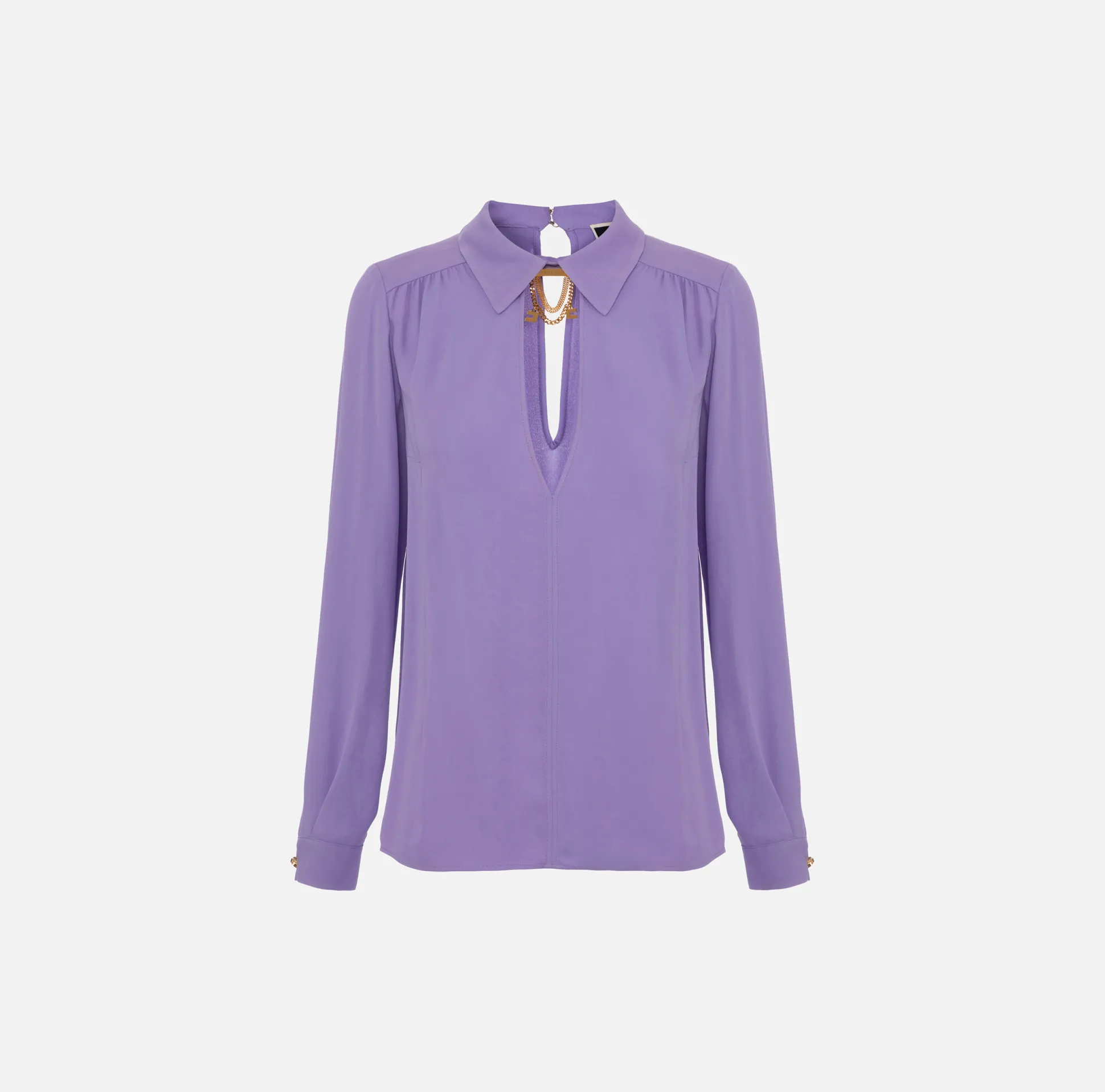 Elisabetta Franchi Camicie E Bluse^Camicia In Georgette Di Viscosa Con Accessorio Sul Collo