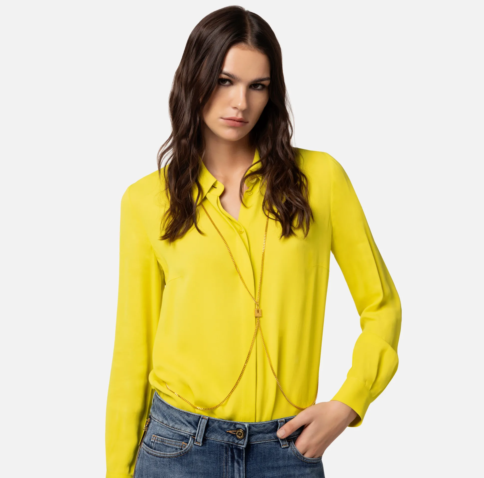 Elisabetta Franchi Camicie E Bluse^Camicia In Georgette Di Viscosa Con Body Chain