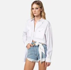 Elisabetta Franchi Camicie E Bluse^Camicia In Popeline Di Cotone Con Tasche