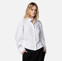 Elisabetta Franchi Camicie E Bluse^Camicia In Popeline Di Cotone Con Arricciatura