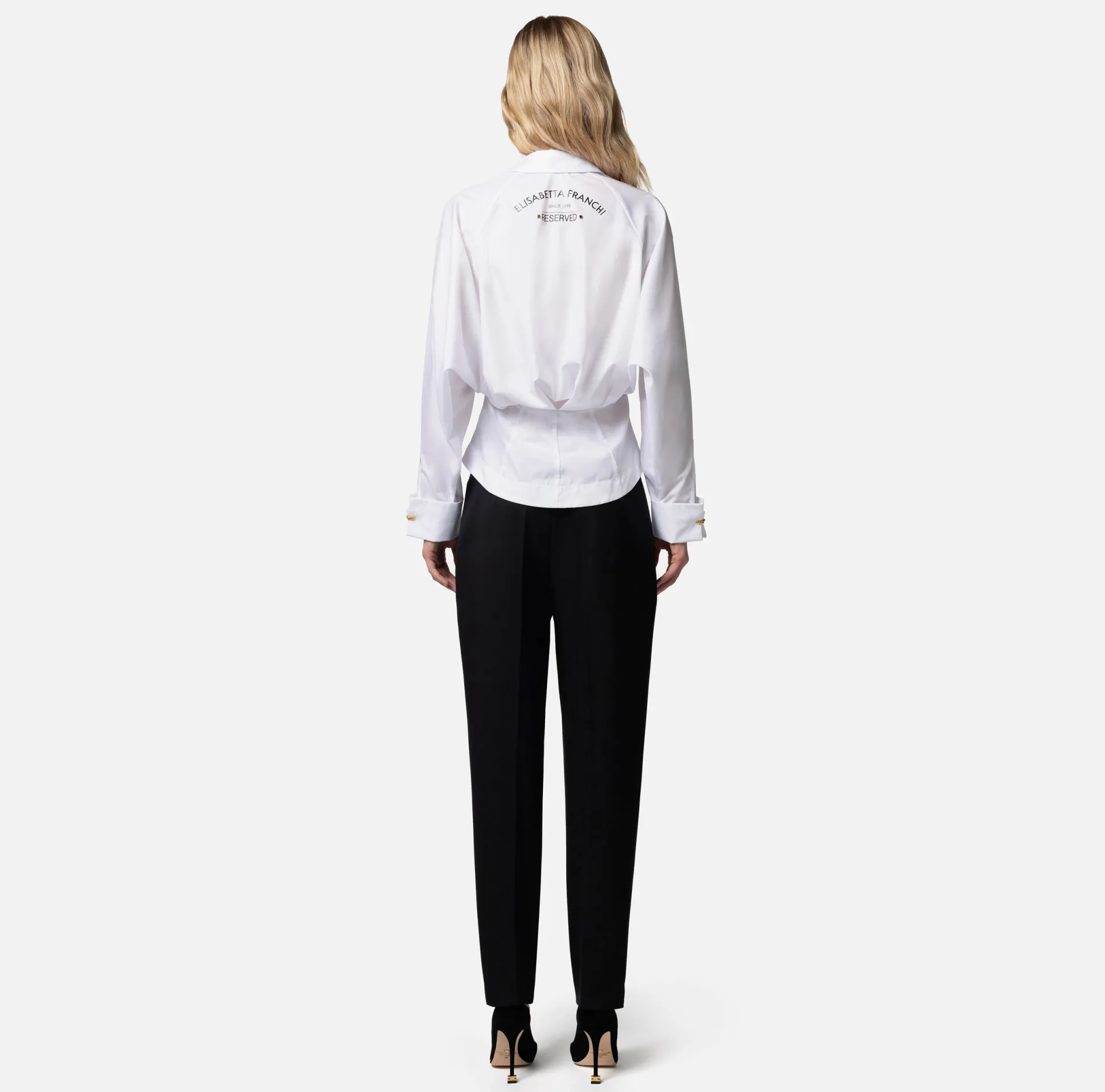 Elisabetta Franchi Camicie E Bluse^Camicia In Popeline Di Cotone Con Arricciatura
