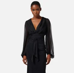 Elisabetta Franchi Camicie E Bluse^Camicia In Voile Di Seta Con Fusciacca