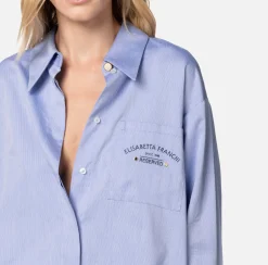 Elisabetta Franchi Camicie E Bluse^Camicia Svasata In Popeline Di Cotone Con Ricamo Logo