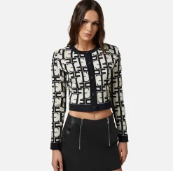 Elisabetta Franchi Maglieria E Felpe^Cardigan Cropped In Viscosa Embossed