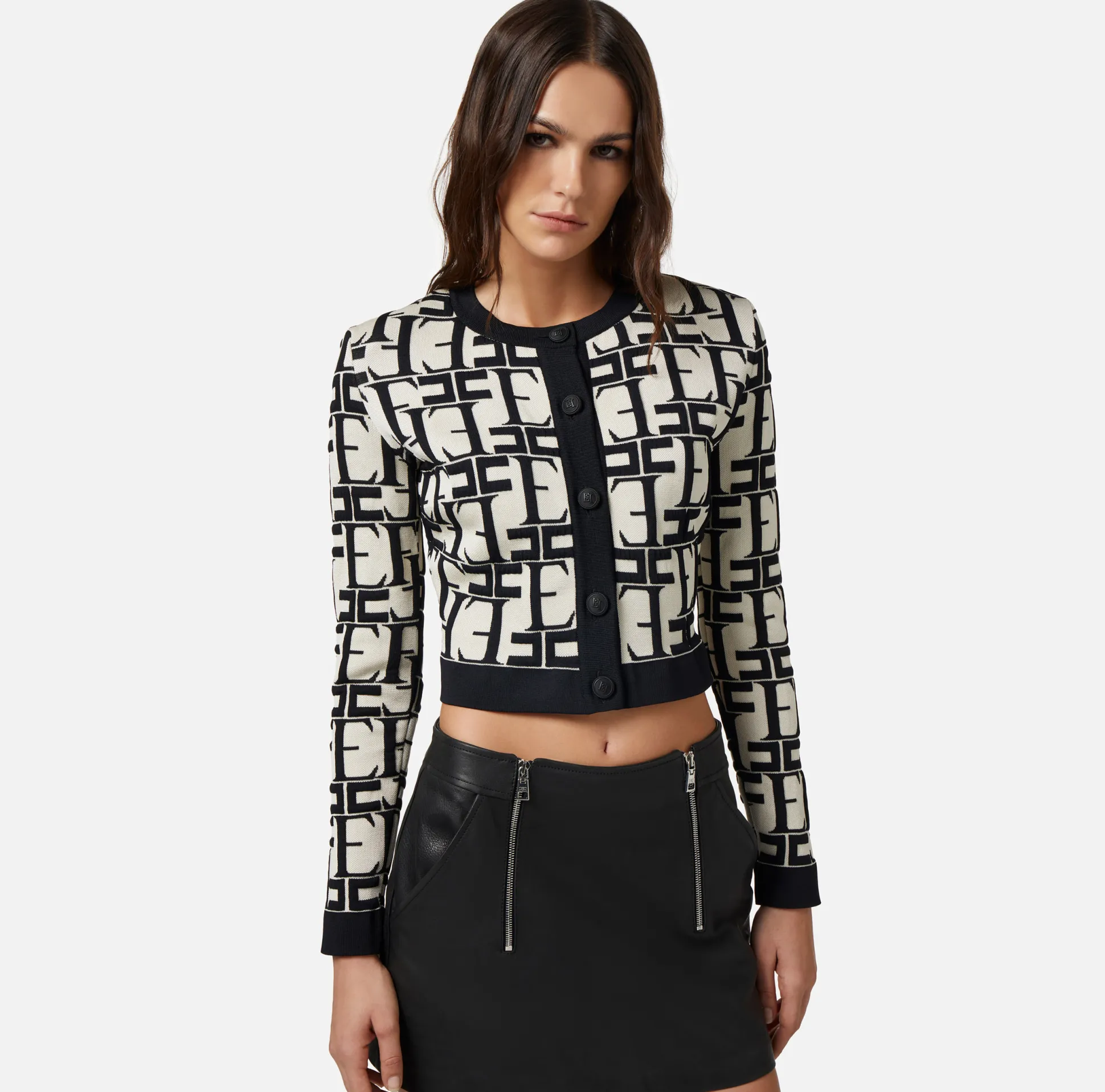 Elisabetta Franchi Maglieria E Felpe^Cardigan Cropped In Viscosa Embossed