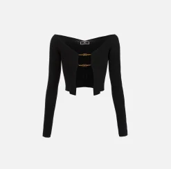 Elisabetta Franchi Maglieria E Felpe^Cardigan In Viscosa A Coste Con Micro Morsetto