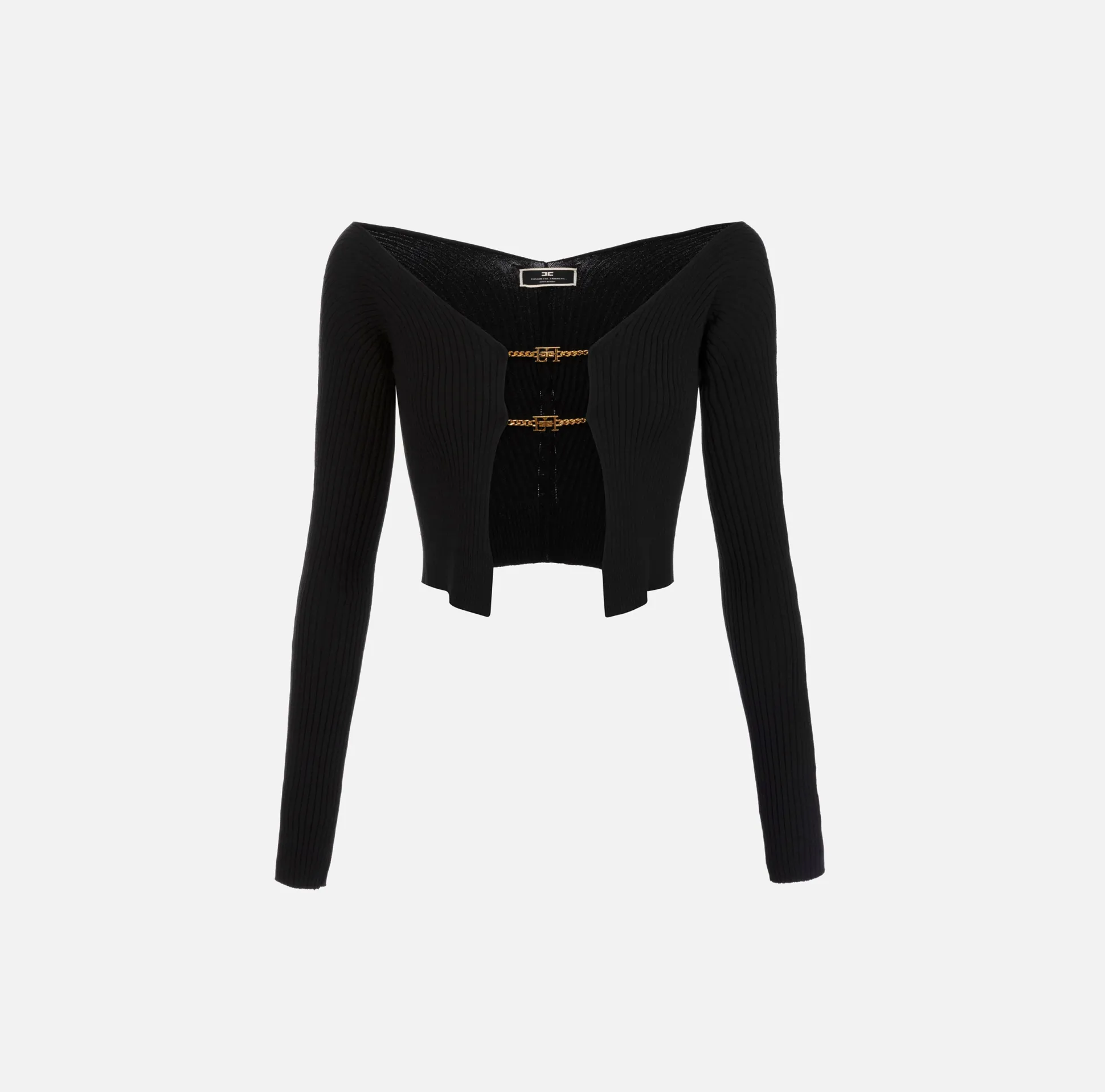Elisabetta Franchi Maglieria E Felpe^Cardigan In Viscosa A Coste Con Micro Morsetto