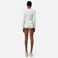 Elisabetta Franchi Maglieria E Felpe^Cardigan In Viscosa Lucida Con Bottoni Gemello