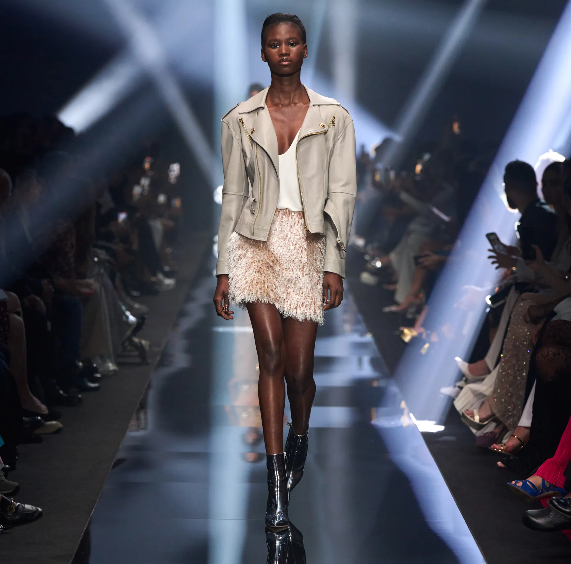 Elisabetta Franchi Giacche & Trench^Chiodo In Pelle Con Cintura