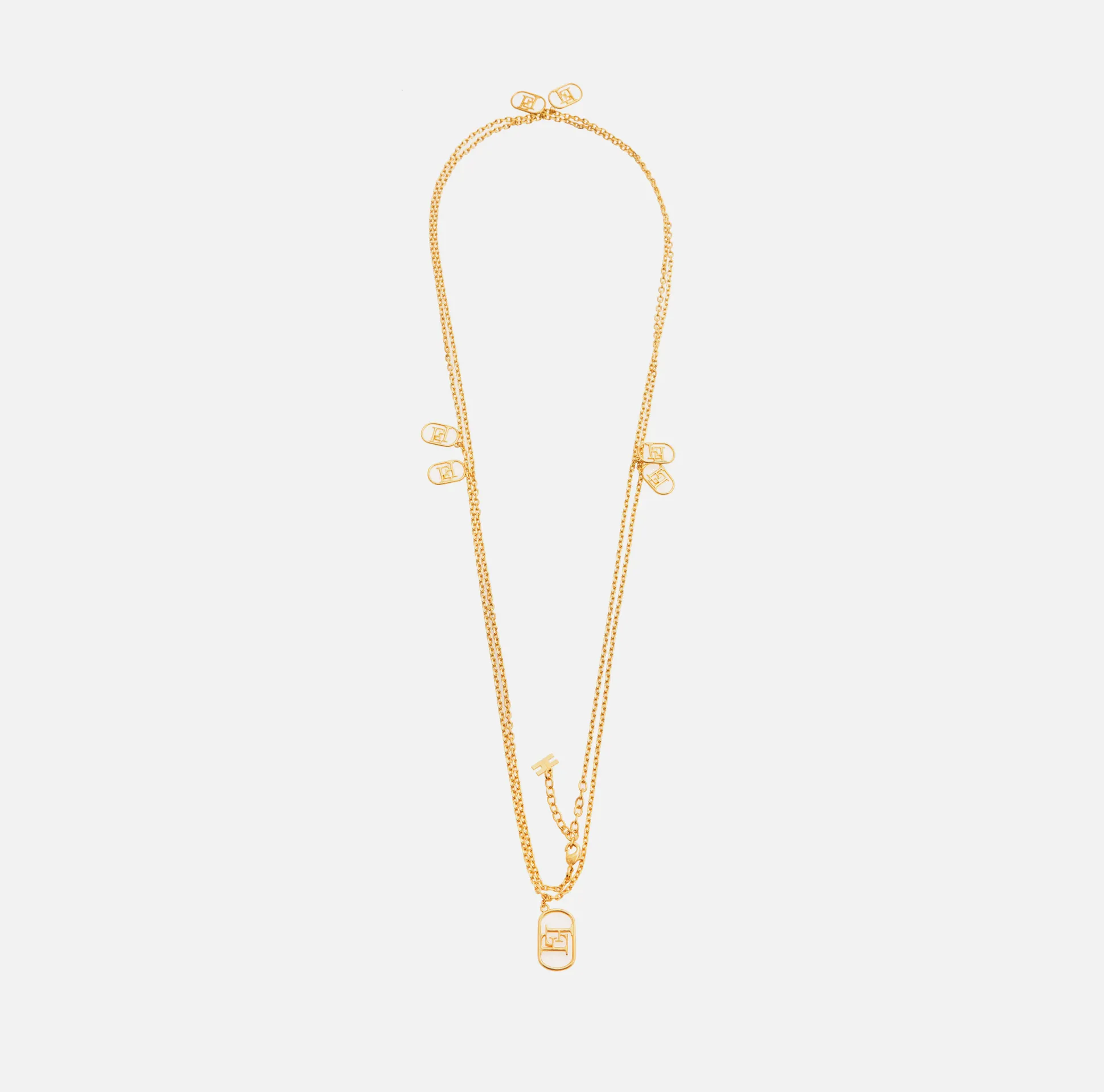 Elisabetta Franchi Mostra Tutti^Collana Lunga Con Charms Logo