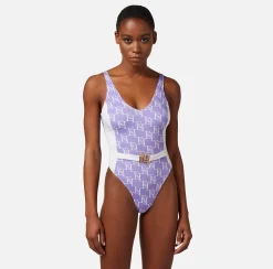 Elisabetta Franchi Beachwear^Costume Intero In Lycra Stampa Logo Con Fascione