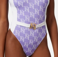 Elisabetta Franchi Beachwear^Costume Intero In Lycra Stampa Logo Con Fascione