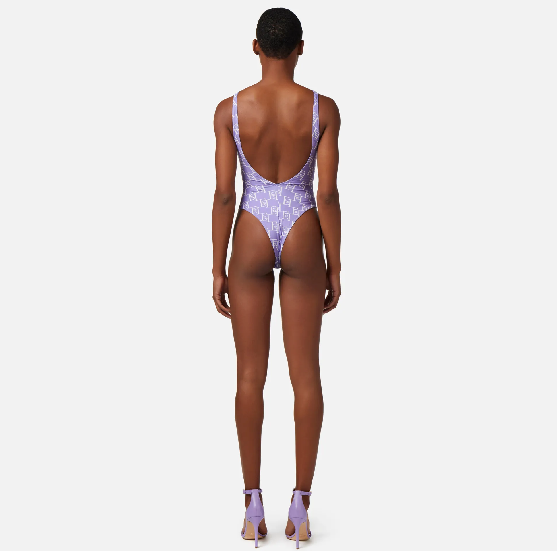 Elisabetta Franchi Beachwear^Costume Intero In Lycra Stampa Logo Con Fascione