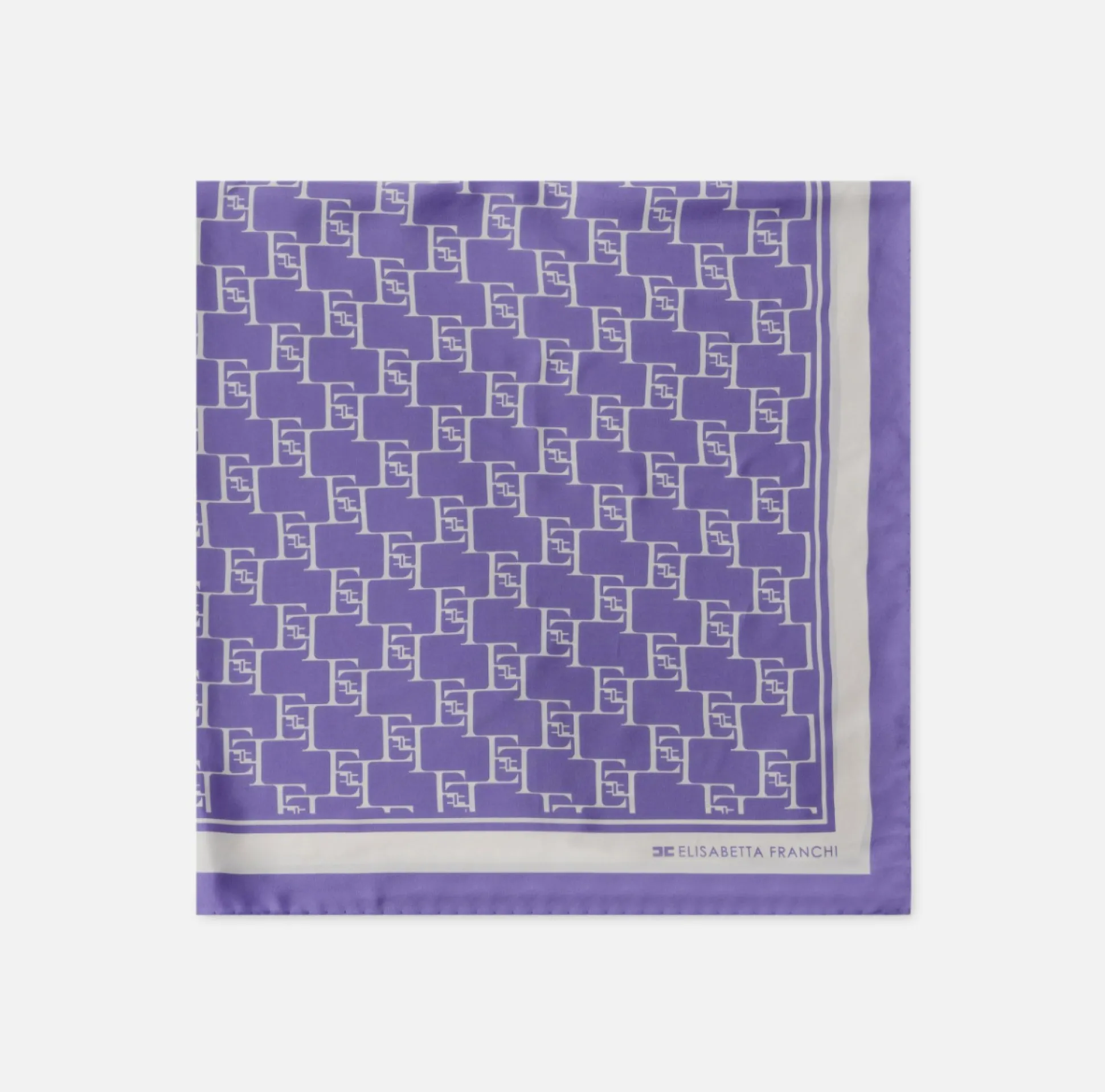 Elisabetta Franchi Mostra Tutti^Foulard Grande In Twill Di Seta Stampa Logo