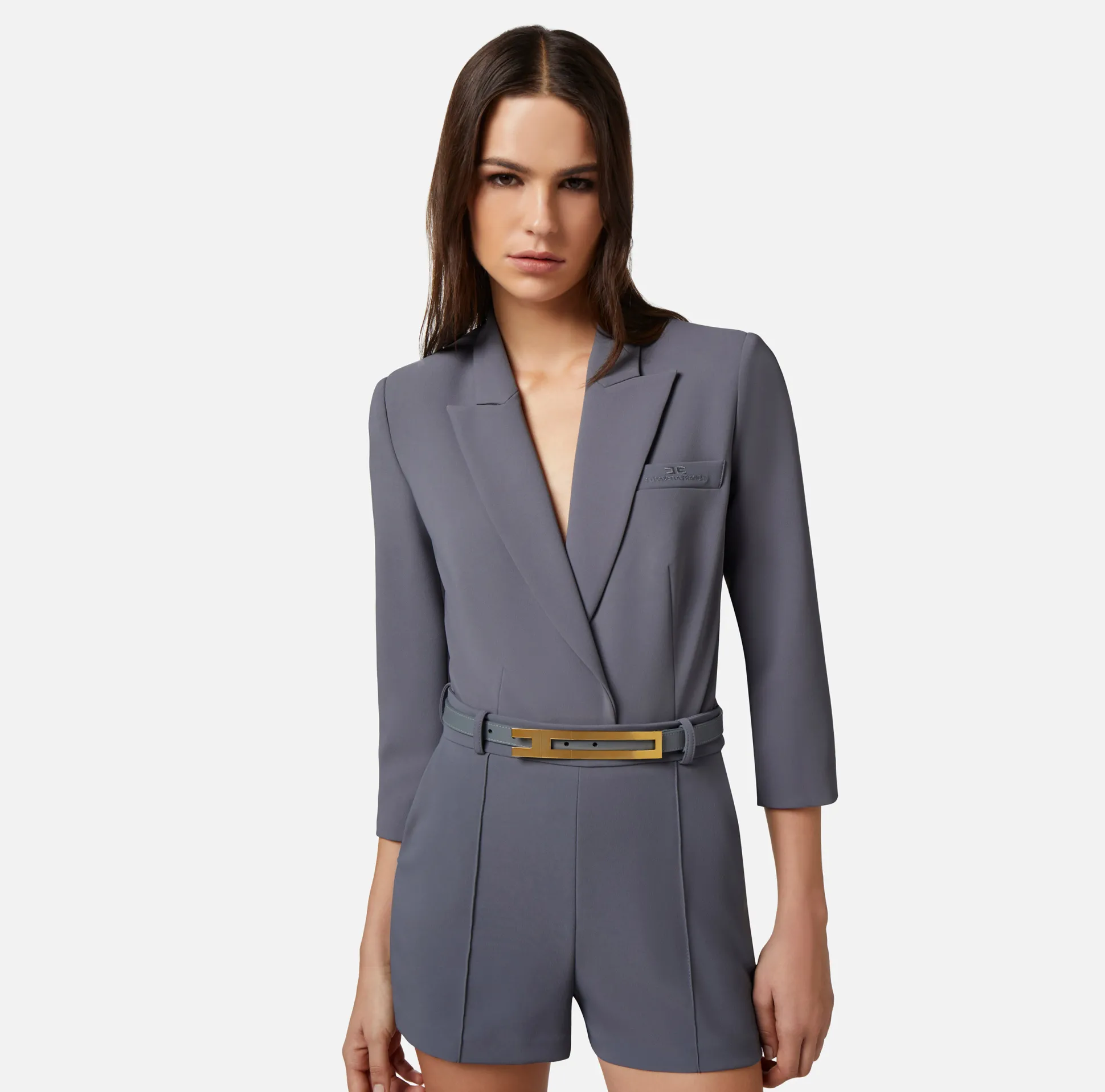 Elisabetta Franchi Top, T-Shirt & Body^Giacca A Body In Crepe Con Revers A Lancia