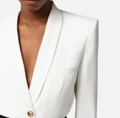 Elisabetta Franchi Top, T-Shirt & Body^Giacca A Body In Crepe Con Rever Sciallato