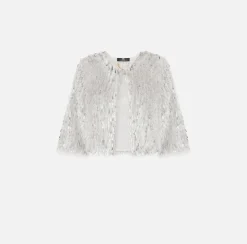 Elisabetta Franchi Giacche & Trench^Giacca Cropped In Organza Sfrangiata