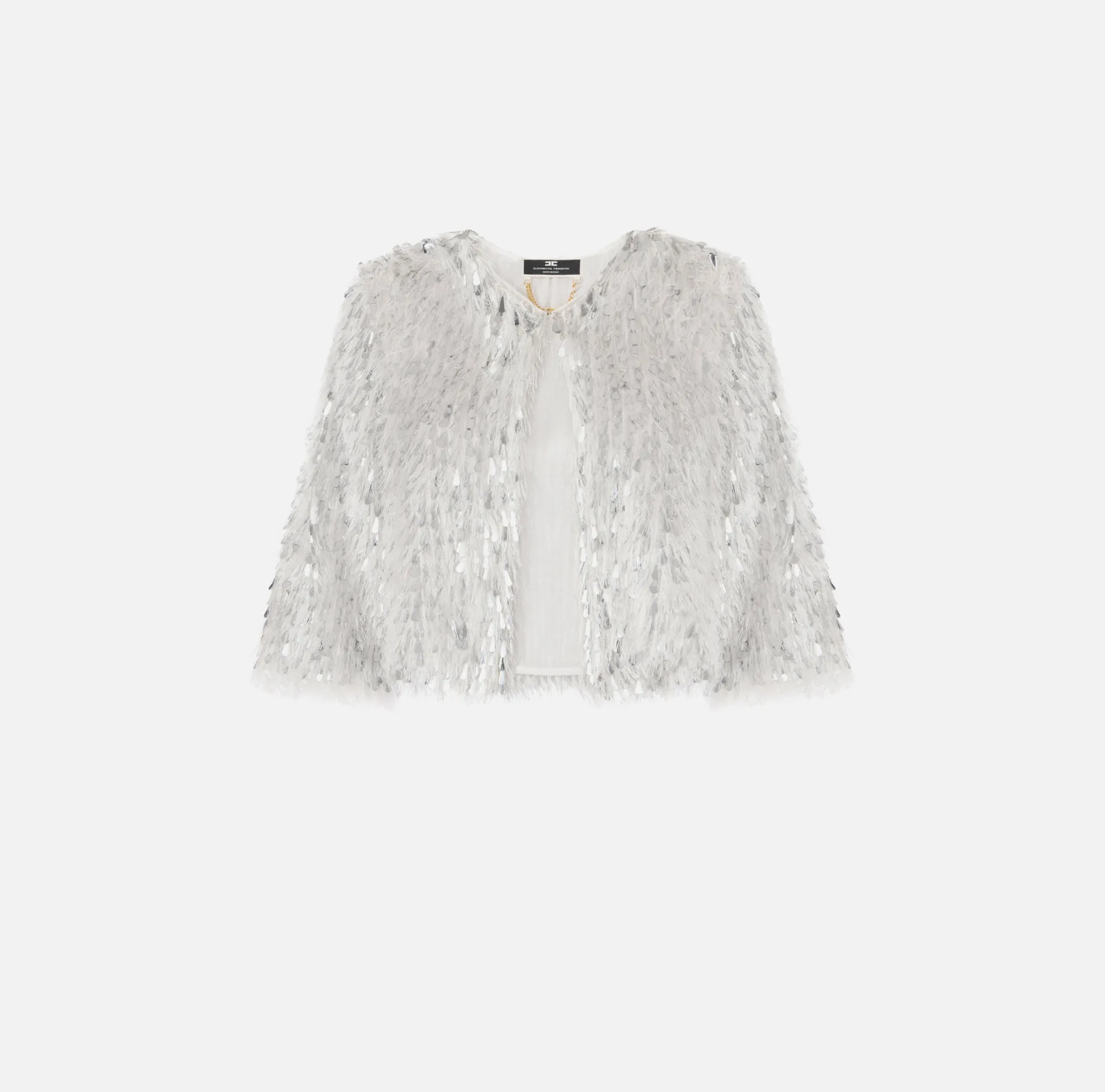 Elisabetta Franchi Giacche & Trench^Giacca Cropped In Organza Sfrangiata