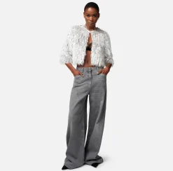 Elisabetta Franchi Giacche & Trench^Giacca Cropped In Organza Sfrangiata