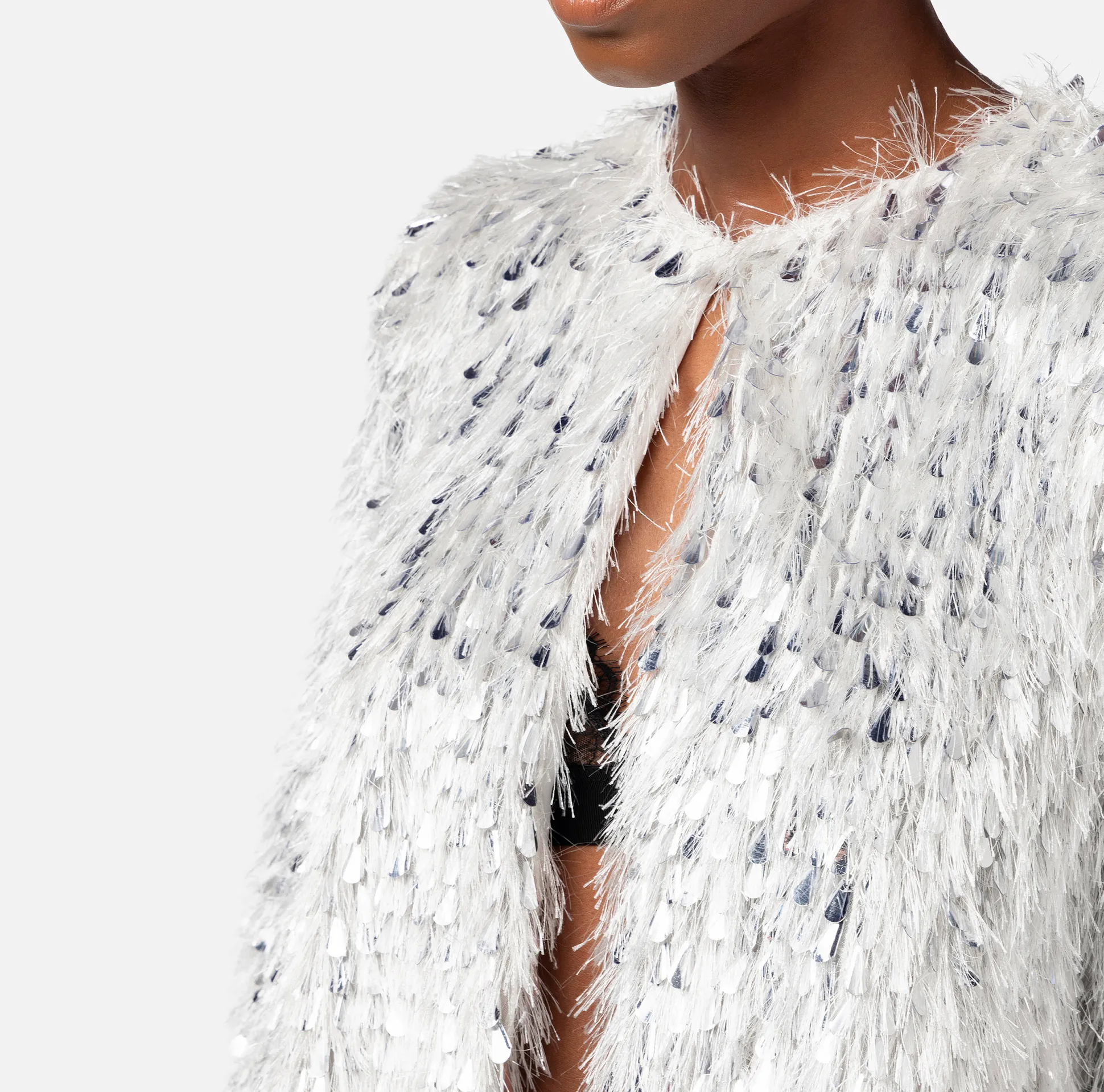 Elisabetta Franchi Giacche & Trench^Giacca Cropped In Organza Sfrangiata